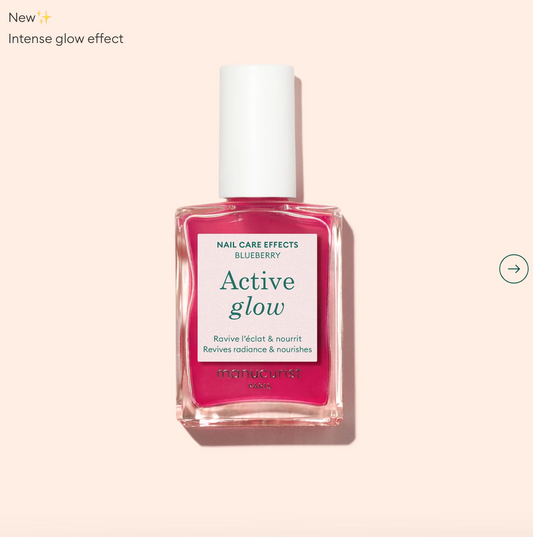Manucurist Paris Green Range Base Coat Active Glow Blueberry 15ml – vegan, eco-friendly illuminating base coat for healthy, radiant nails
