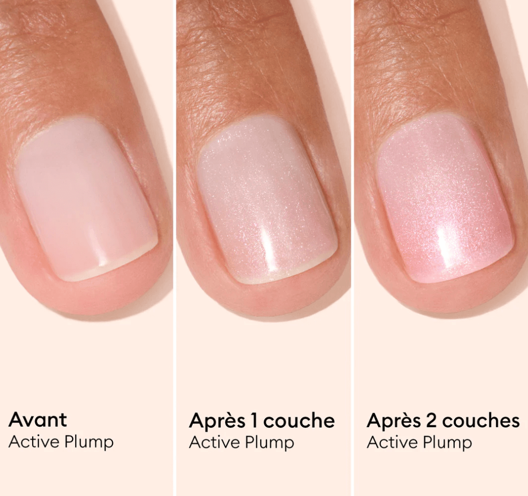 Manucurist Paris Active Plump 15ml – plumping effect nail care polish with collagen and peach extract, pearly baby pink finish, 74.5% bio-sourced, vegan, cruelty-free, hydrating and nourishing treatment, London Nail Vault