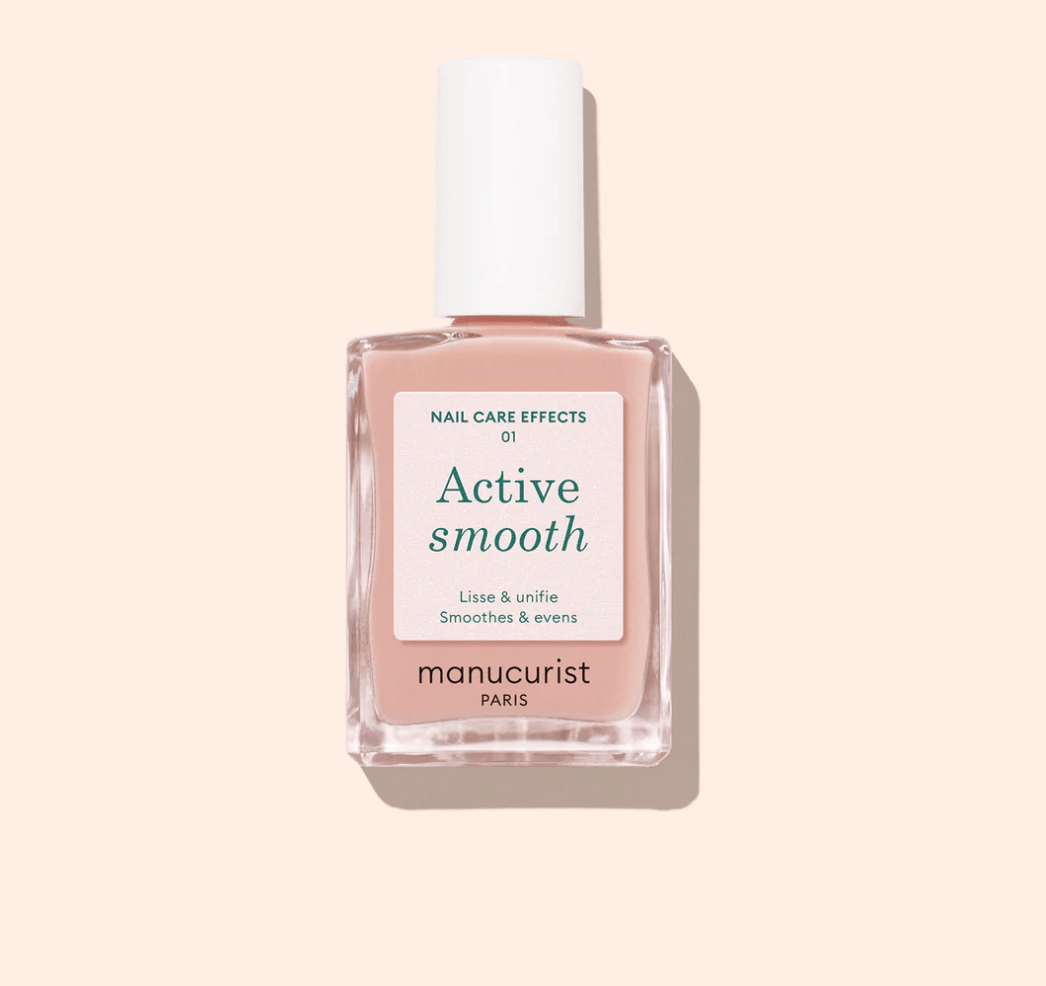 Manucurist Paris Active Smooth 01 15ml – Smoothing CC care polish with sheer beige veil, 75.5% bio-sourced, vegan, cruelty-free, ridge filler, hydrating and strengthening nail treatment, London Nail Vault