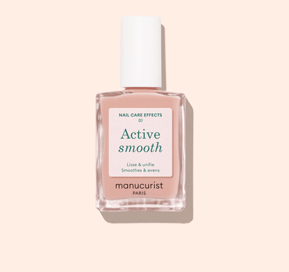 Manucurist Paris Active Smooth 01 15ml – Smoothing CC care polish with sheer beige veil, 75.5% bio-sourced, vegan, cruelty-free, ridge filler, hydrating and strengthening nail treatment, London Nail Vault
