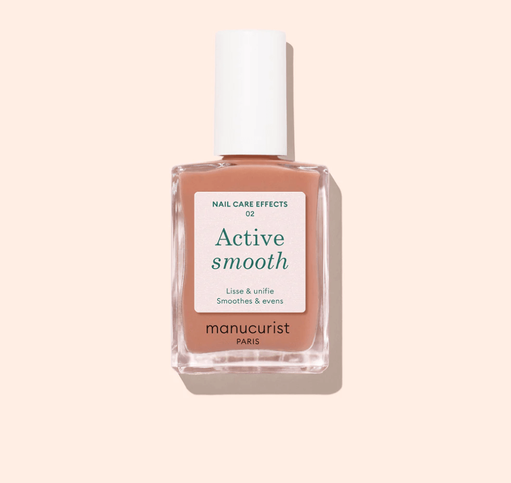 Manucurist Paris Active Smooth 02 15ml – Smoothing CC care polish with sheer golden veil, 75.5% bio-sourced, vegan, cruelty-free, ridge filler, hydrating and strengthening nail treatment, London Nail Vault
