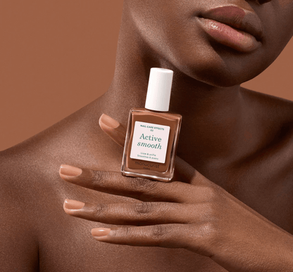 Manucurist Paris Active Smooth 03 15ml – Smoothing CC care polish with satin bronze finish, 75.5% bio-sourced, vegan, cruelty-free, ridge filler, hydrating and strengthening nail treatment, London Nail Vault