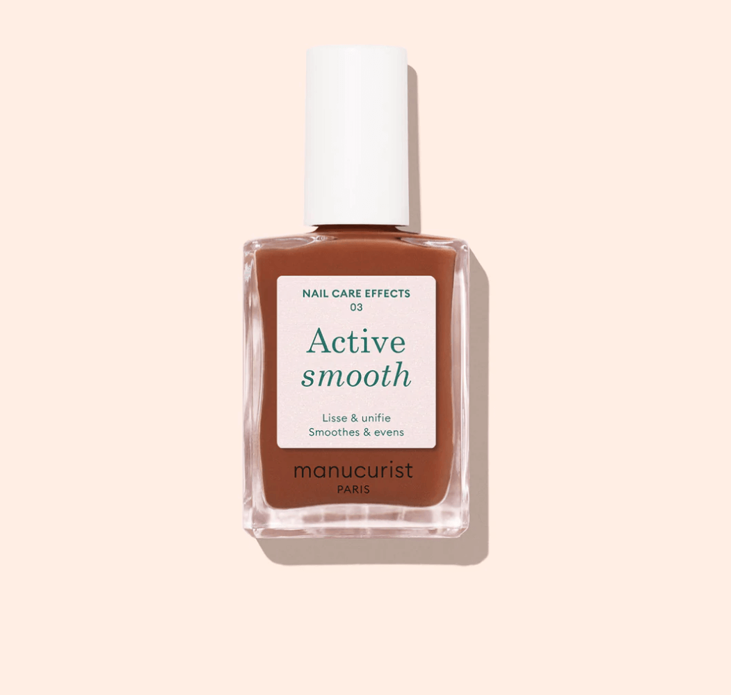 Manucurist Paris Active Smooth 03 15ml – Smoothing CC care polish with satin bronze finish, 75.5% bio-sourced, vegan, cruelty-free, ridge filler, hydrating and strengthening nail treatment, London Nail Vault