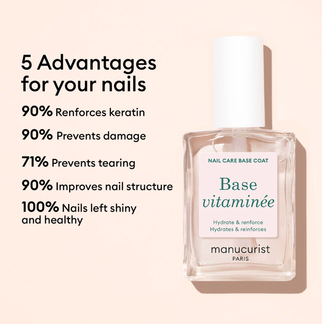 Manucurist Paris Active Glow Cranberry 15ml – gloss effect nail care polish for healthy, radiant nails