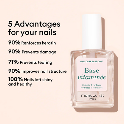 Manucurist Paris Active Glow Cranberry 15ml – gloss effect nail care polish for healthy, radiant nails