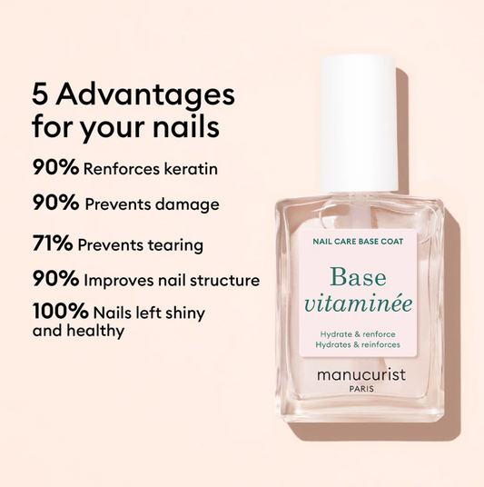Manucurist Paris Active Glow Cranberry 15ml – gloss effect nail care polish for healthy, radiant nails