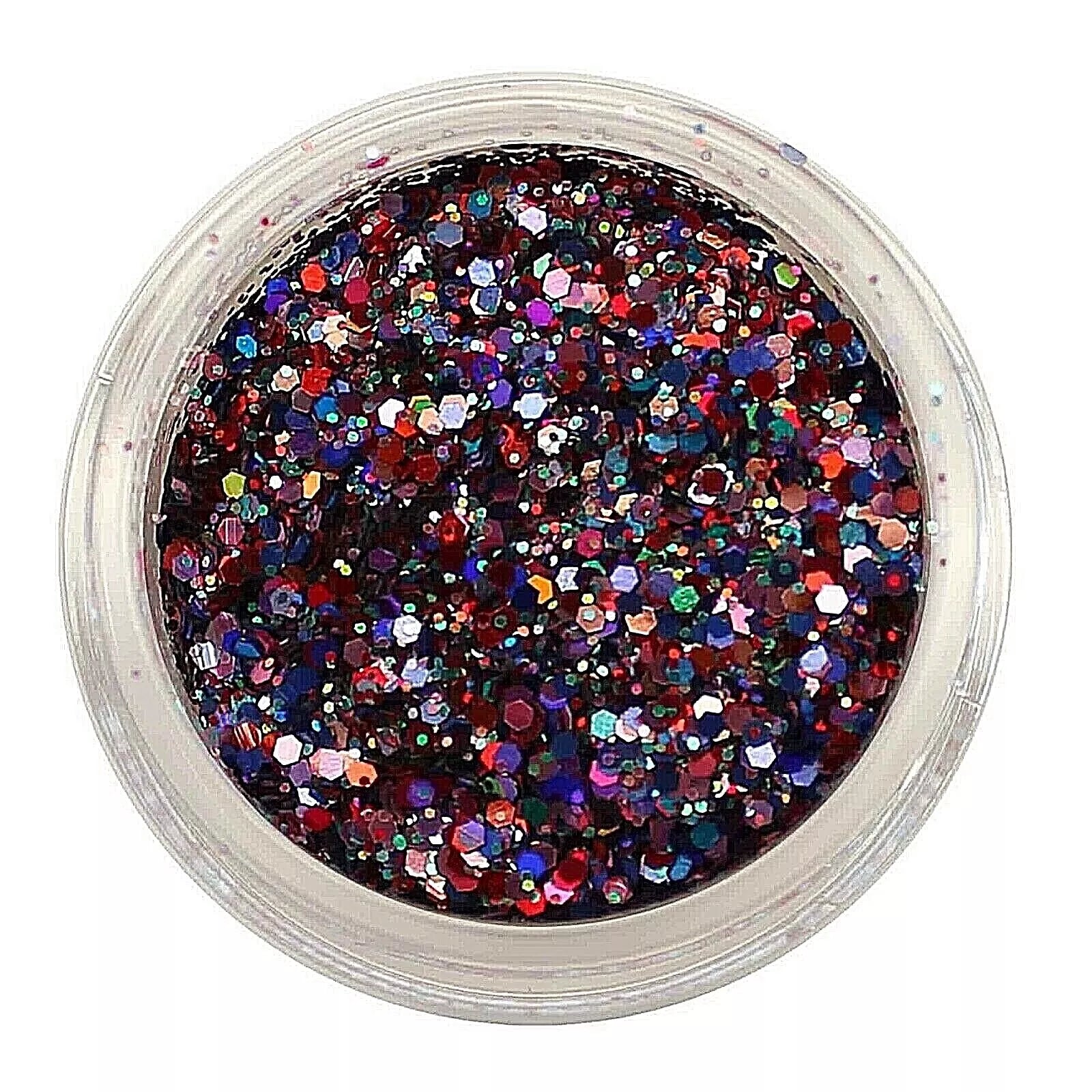 Bio Sculpture Essence Glitter Love Bug 5g – vivid multicoloured mixed-size glitter hexagons for sparkling, creative nail art designs