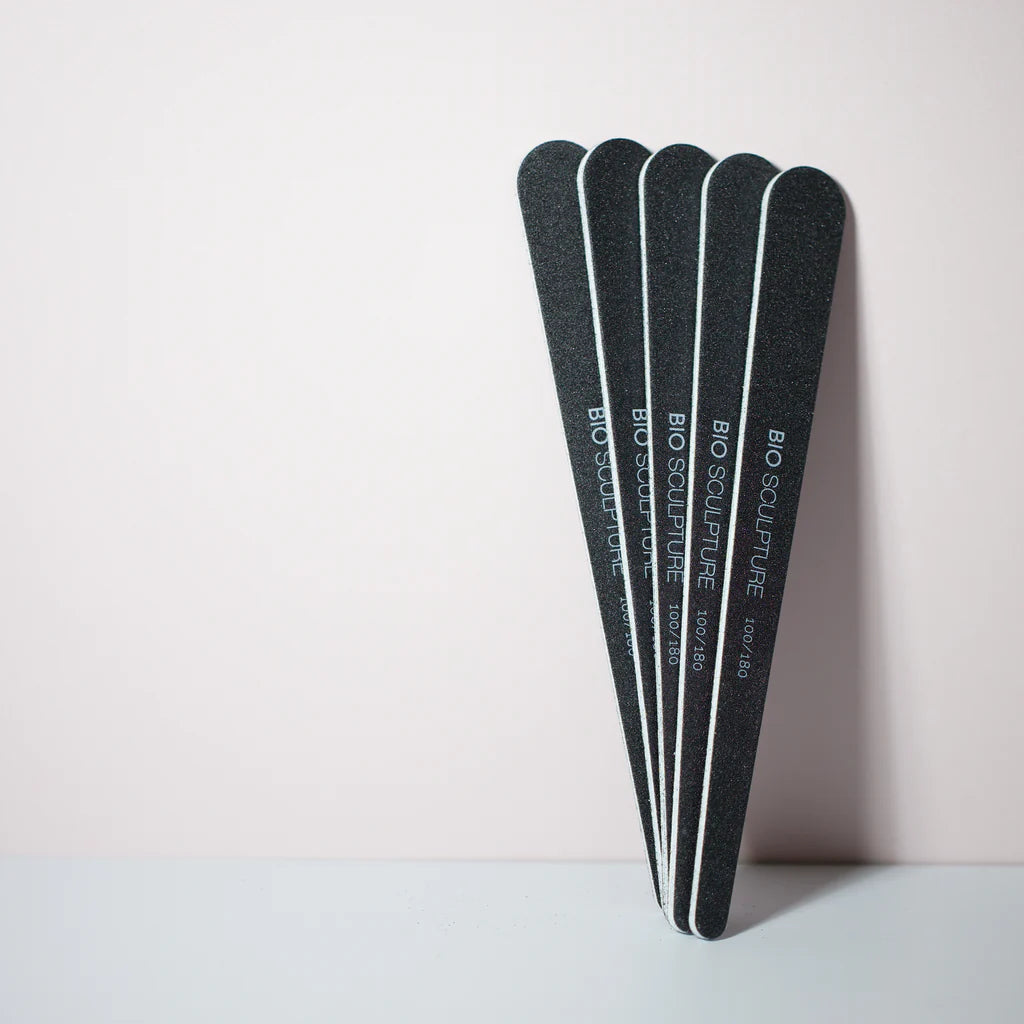 Bio Sculpture Black Teardrop File 100/180 Grit – non-toxic, ergonomic teardrop nail files for effective, gentle nail care and preparation
