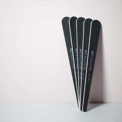 Bio Sculpture Black Teardrop File 100/180 Grit – non-toxic, ergonomic teardrop nail files for effective, gentle nail care and preparation