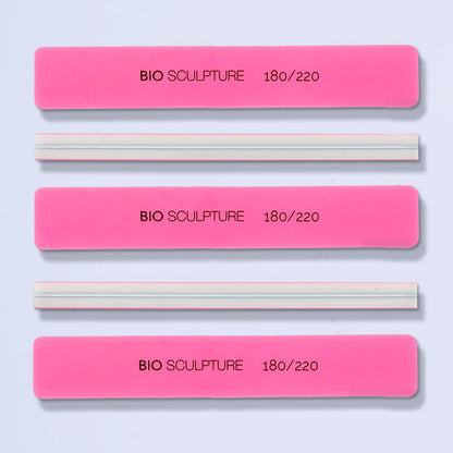 Bright Pink Sponge Buff - 180/220 Grit, Pack of 5 for Smooth Nail Finishing