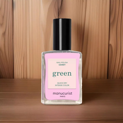 Manucurist Paris Green Range Candy Nail Polish 15ml – vegan, eco-friendly pastel pink polish for playful, modern manicures