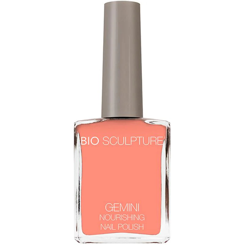 Bio Sculpture Gemini Nail Polish No. 249 Coral Cluster – vegan, bright coral nail polish for a bold, summery manicure