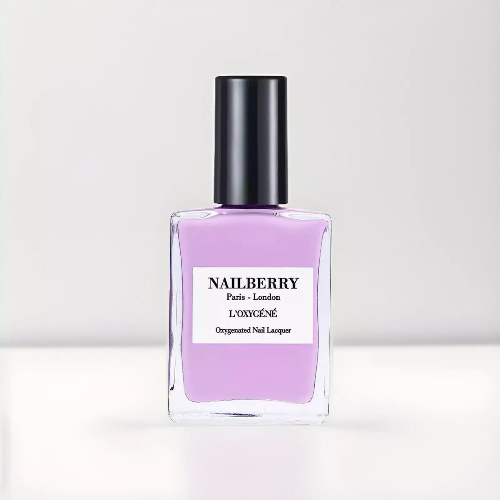 Nailberry L’Oxygéné Oxygenated Nail Polish Lavender Fields 15ml – vegan, breathable lavender nail polish in a glass bottle