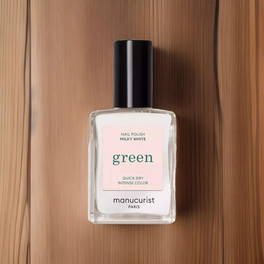 Manucurist Paris Green Range Milky White Nail Polish 15ml – vegan, eco-friendly milky white polish for natural manicures