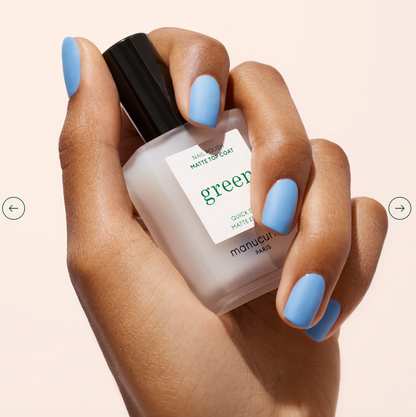 Manucurist Paris Green Natural Nail Polish Matte Top Coat 15ml – vegan, non-toxic, eco-friendly polish for a modern matte nail finish