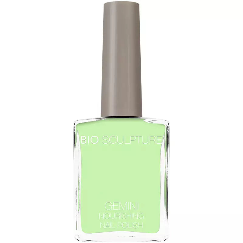 Bio Sculpture Gemini Nail Polish No. 300 Green Apple Smoothie 14ml – vegan, pastel green nail polish for a fresh, playful manicure