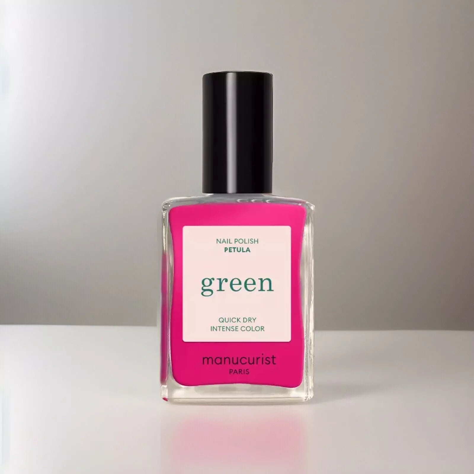 Manucurist Paris Green Range Petula Nail Polish 15ml – vegan, eco-friendly bright pink polish for vibrant manicures