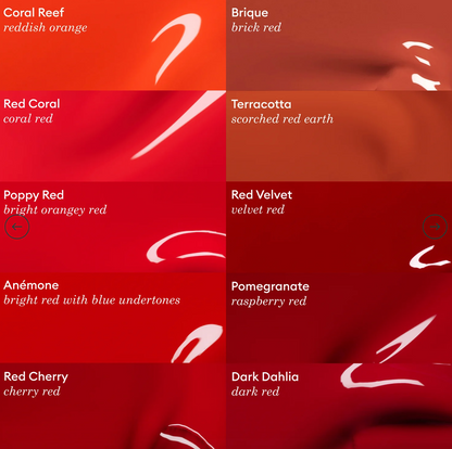 Swatch of Manucurist Paris Green Range Poppy Red – vivid, cruelty-free red polish for standout nails