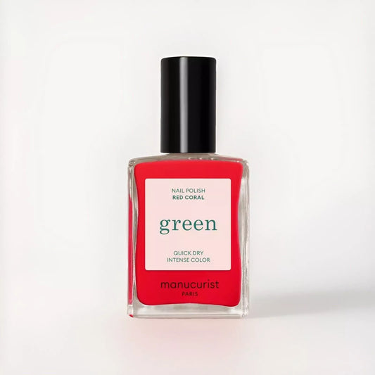 Manucurist Paris Green Range Nail Polish - Red Coral, Eco-Friendly. 9-Free, Vegan Colour | 15ml