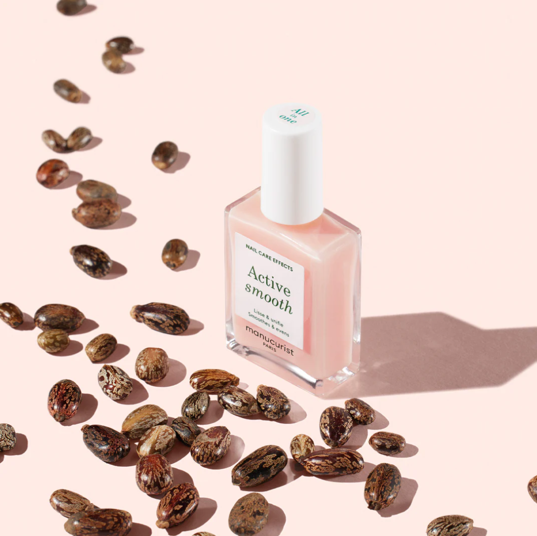 Bottle of Manucurist Paris Green Range Base Coat Active Smooth – non-toxic, plant-based formula for nail care