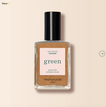 Manucurist Paris Green Range Shimmer Nail Polish 15ml – vegan, eco-friendly shimmering nude polish for radiant manicures