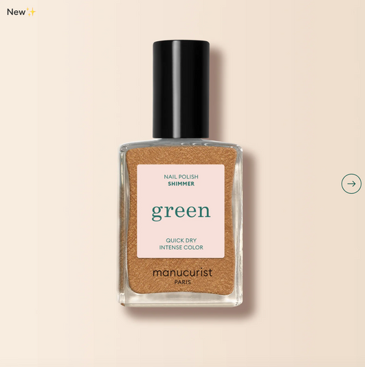 Manucurist Paris Green Range Shimmer Nail Polish 15ml – vegan, eco-friendly shimmering nude polish for radiant manicures