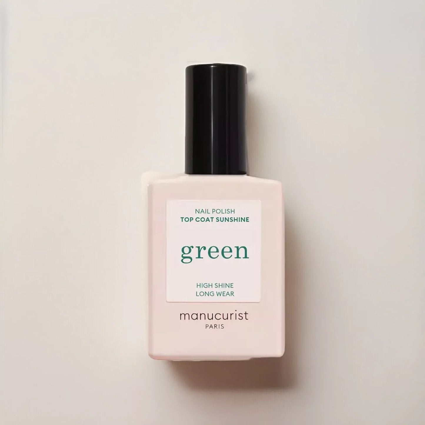 Manucurist Paris Green Range Top Coat Sunshine 15ml – vegan, eco-friendly glossy top coat for a radiant, long-lasting manicure