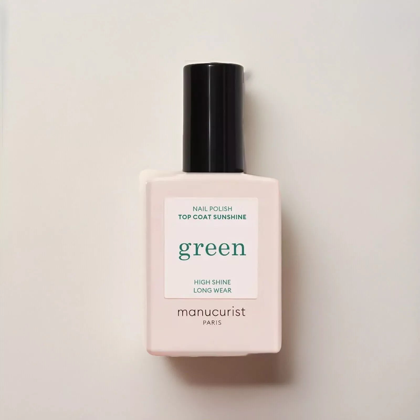 Manucurist Paris Green Range Top Coat Sunshine 15ml – vegan, eco-friendly glossy top coat for a radiant, long-lasting manicure
