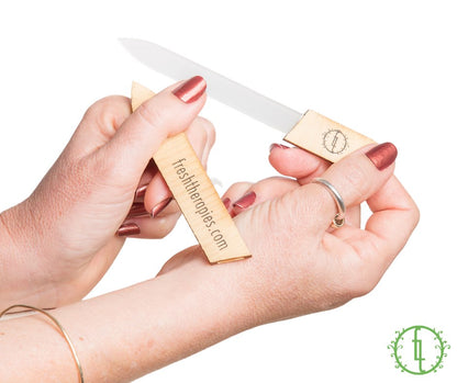 Glass Nail File - Durable and Smooth Finish in Eco-Friendly Wooden Case